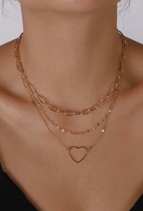 Gold 3PC Heart Necklace