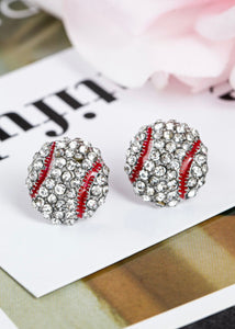 Rhinestone Baseball Earrings