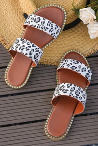 Leopard Double Strap Sandals