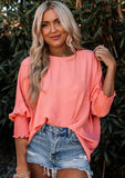 Coral Smocked Top