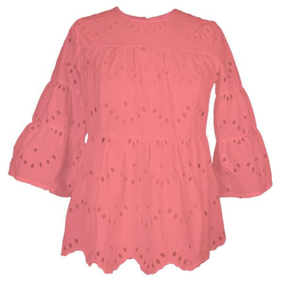 SS Lace Top: Coral