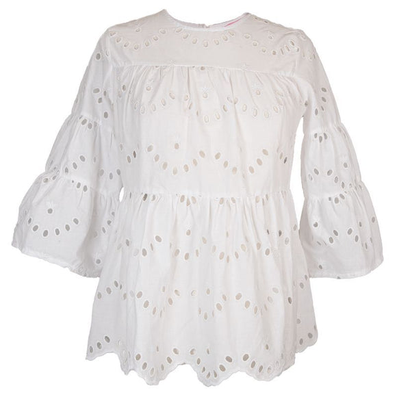SS Lace Top: White