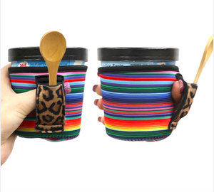 LIT Handlers: Pink Serape w/Leopard Ice Cream Holder